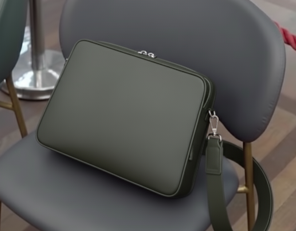 anti-theft crossbody travel bag locked on a chair during city travel