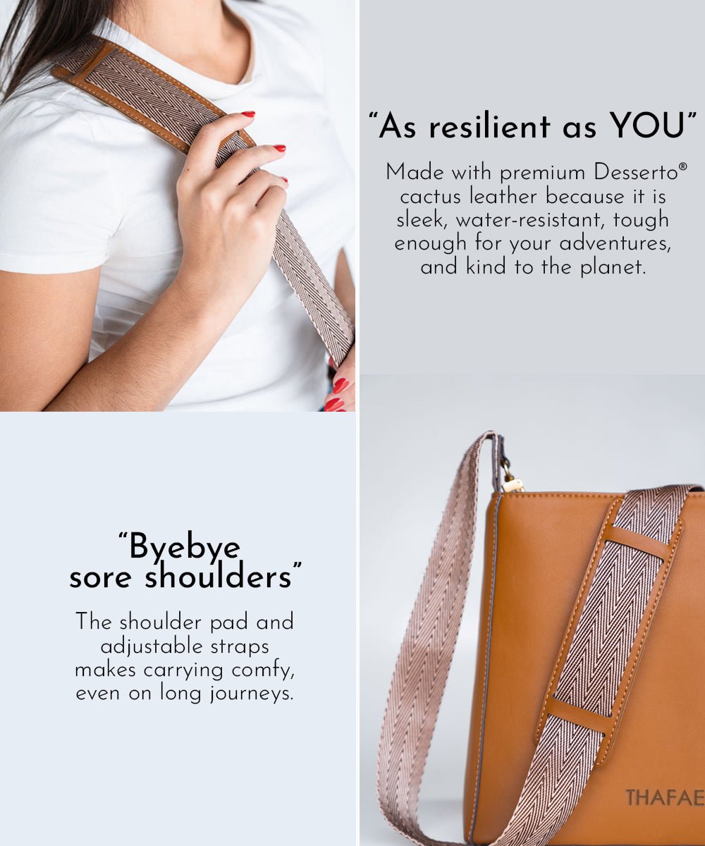 Thafael Crossbody Travel Bag – Anti - Theft, Sleek, Vegan Cactus Leather (Limited Edition) - Thafael