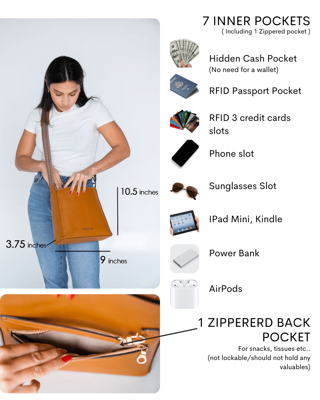 Thafael Crossbody Travel Bag – Anti - Theft, Sleek, Vegan Cactus Leather (Limited Edition) - Thafael